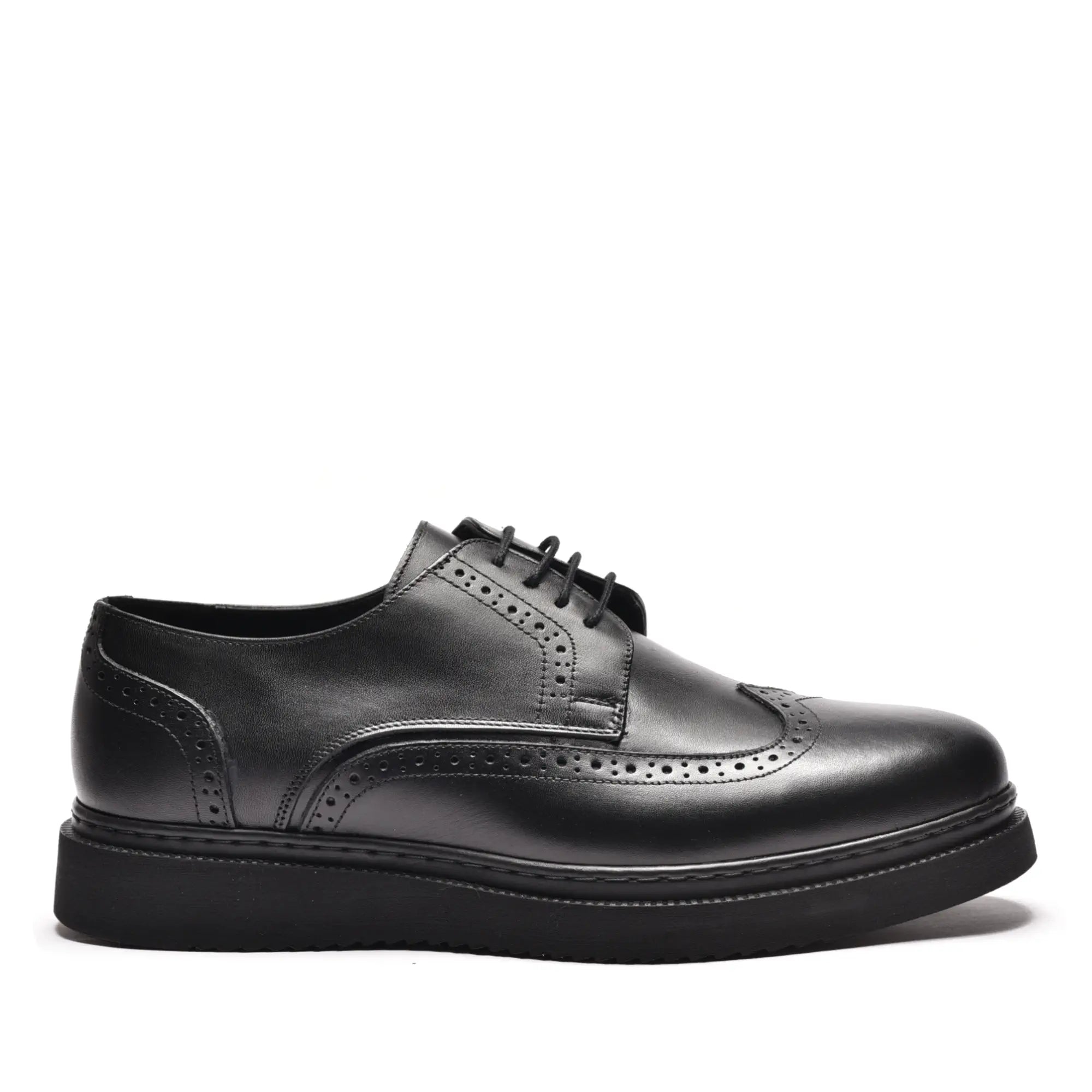 Pantofi casual barbati, oxford negru de birou, din piele naturala neagra