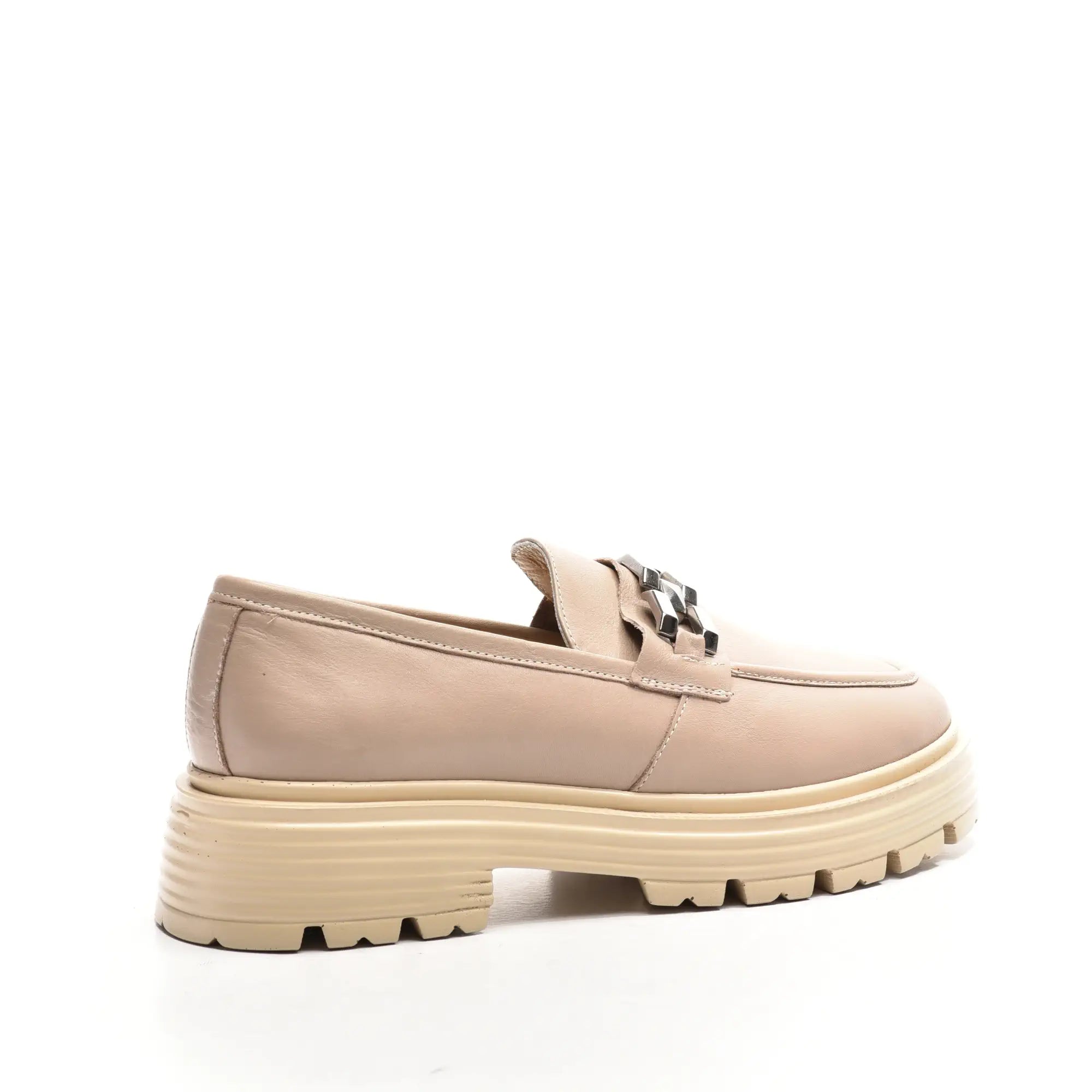 Pantofi Dama Din Piele Naturala Bej Cu Accesoriu 1005