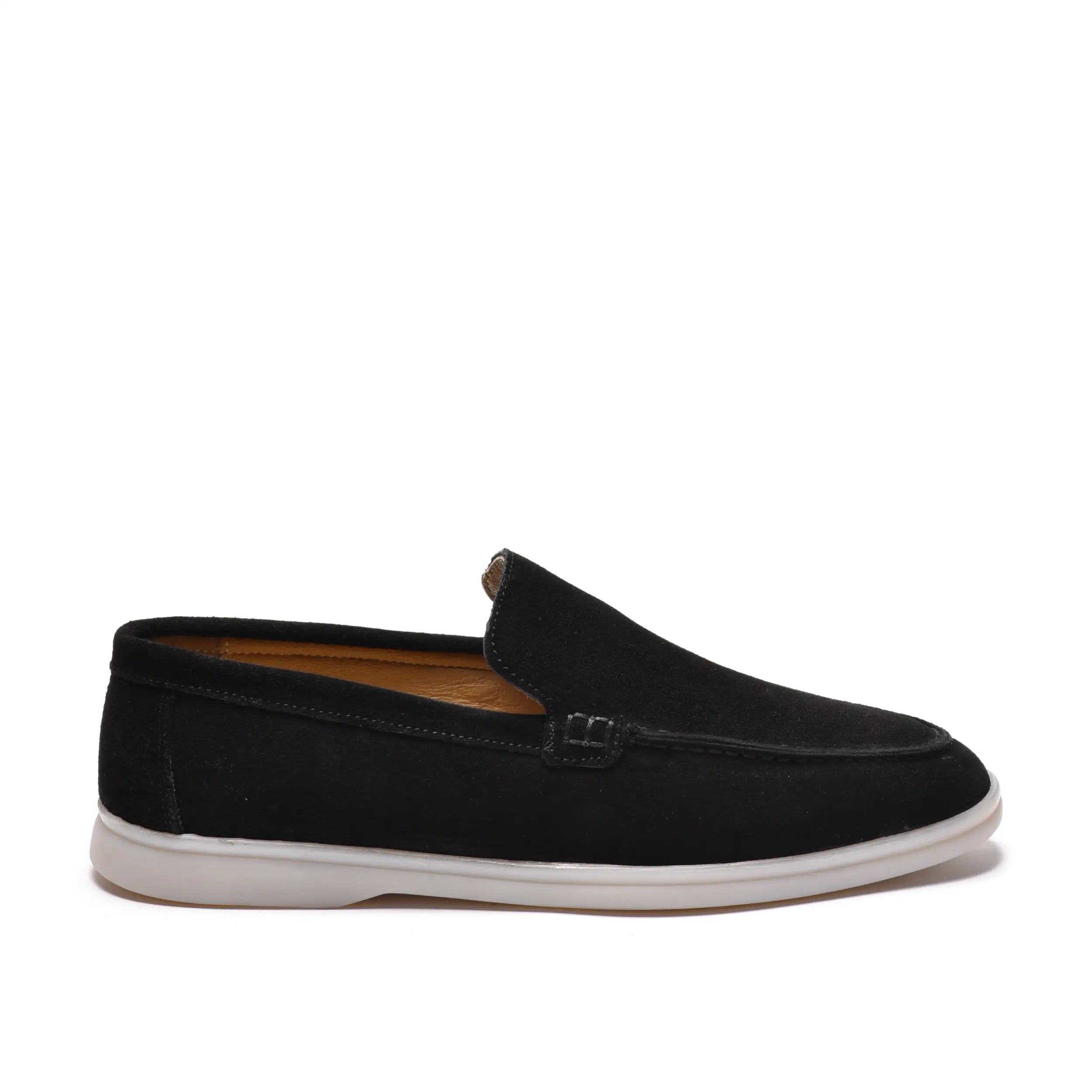 Pantofi casual barbati din piele intoarsa neagra 020