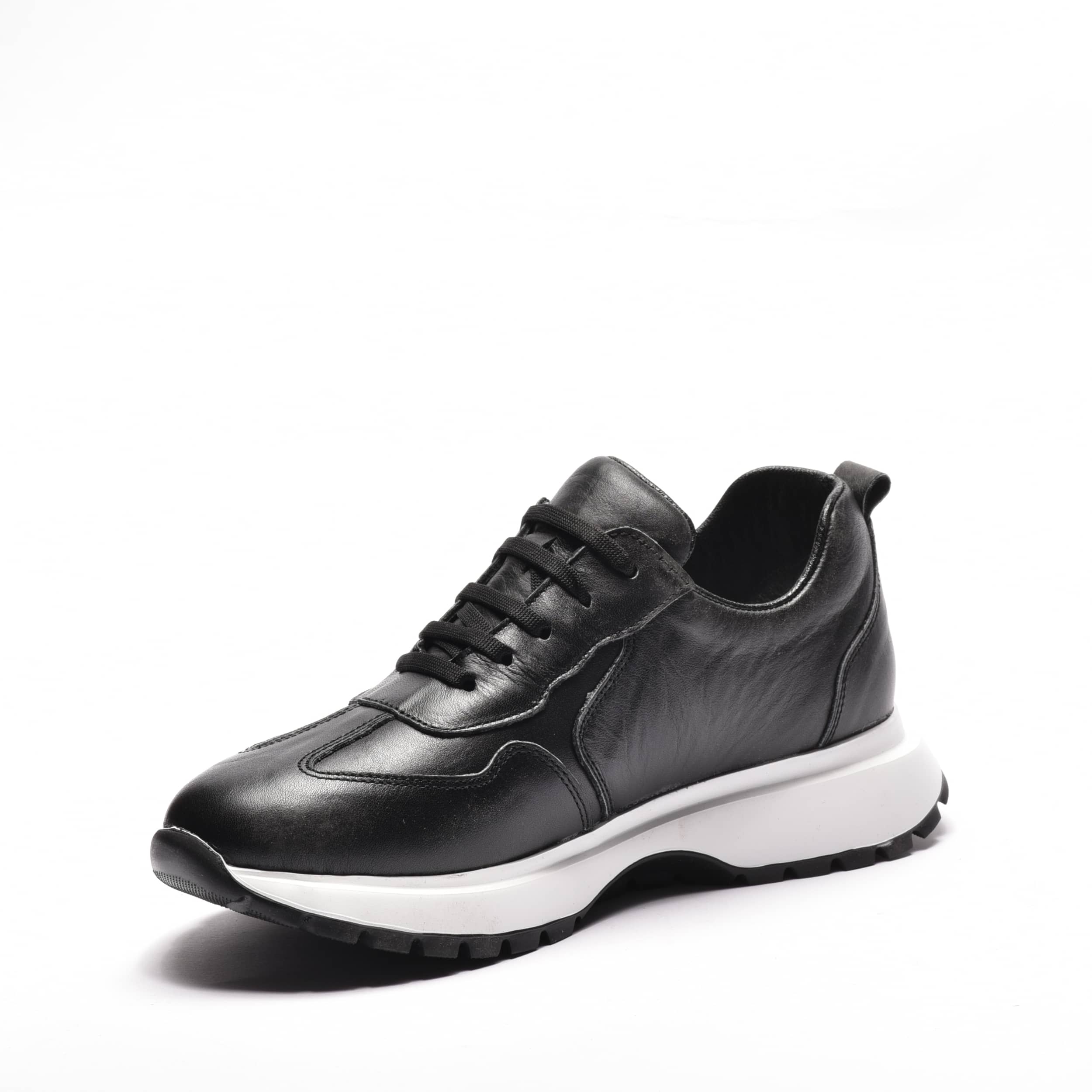 Sneakers dama extralight din piele naturala neagra