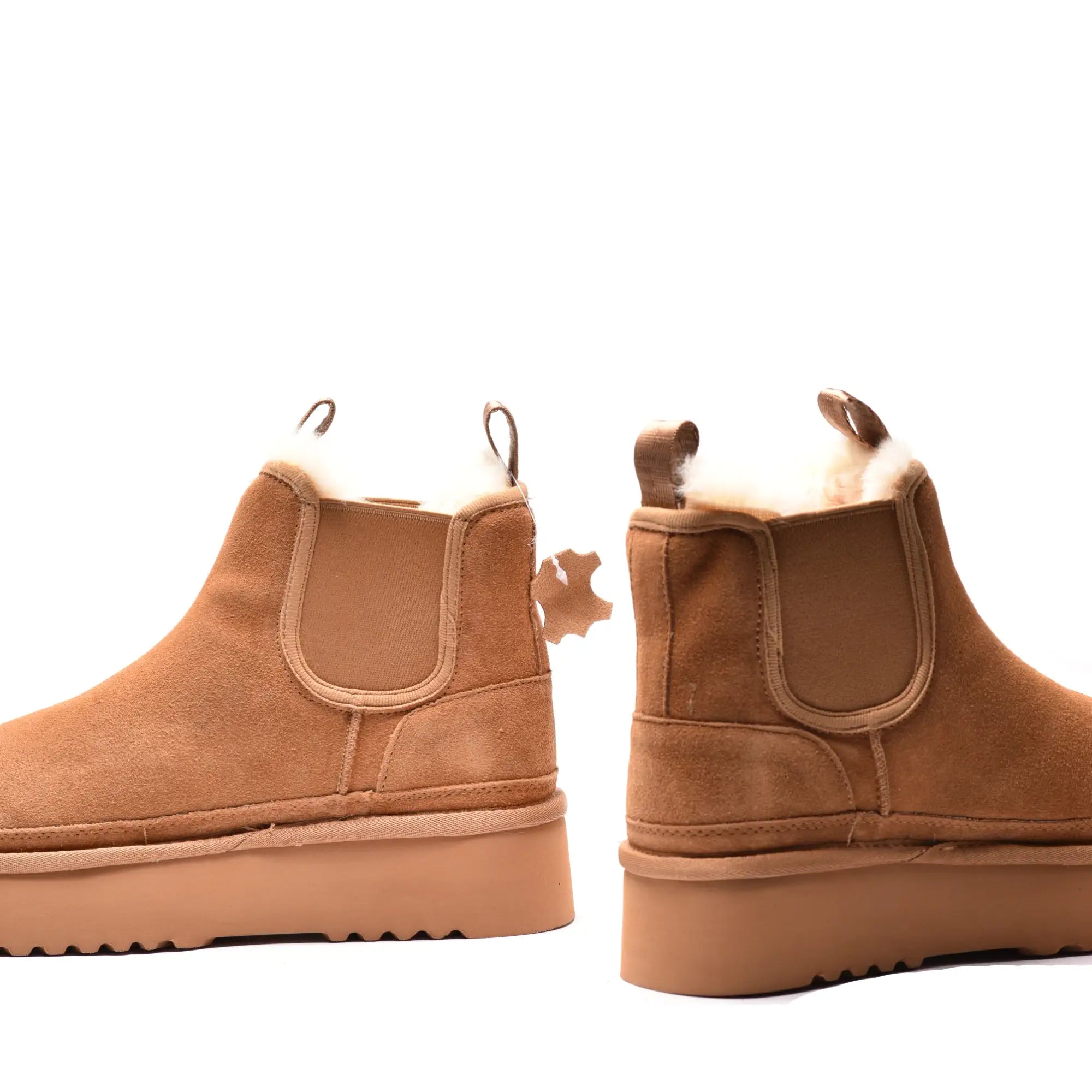 Ghete dama cu elastic si talpa groasa din piele naturala camel 2887