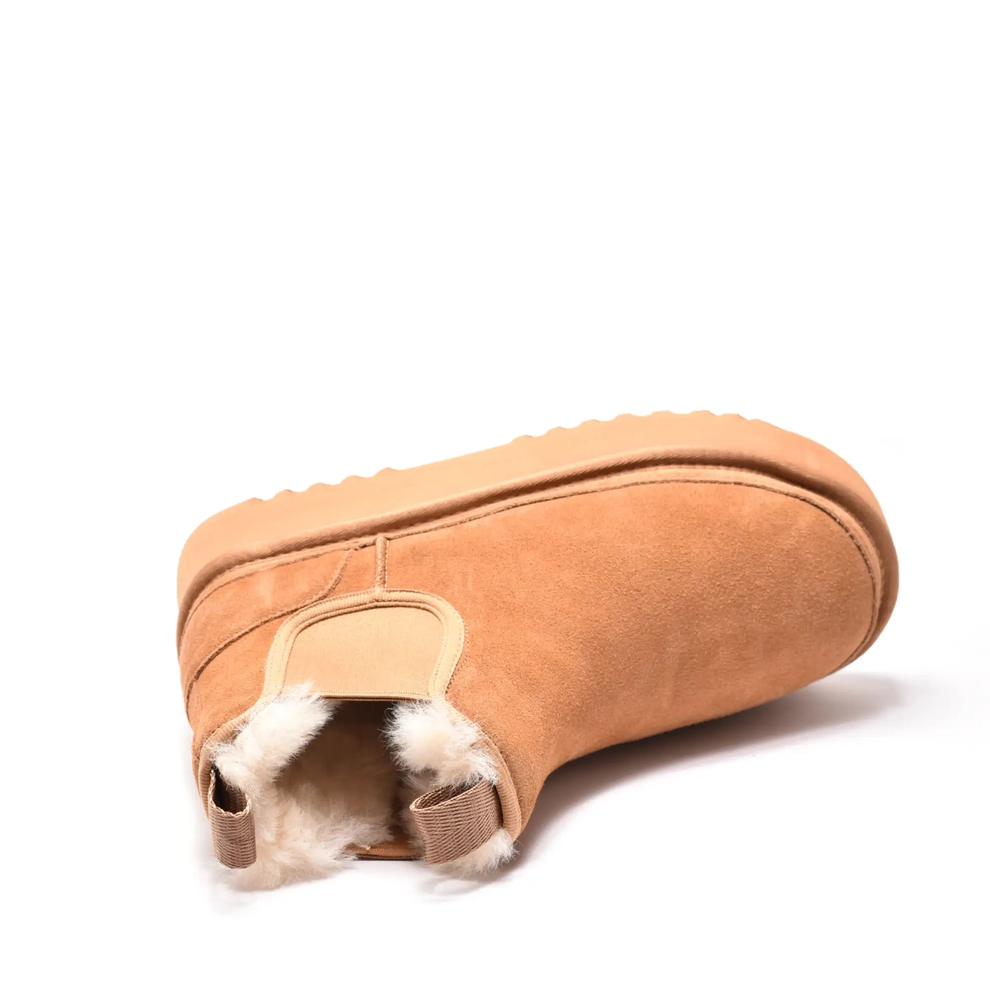 Ghete dama cu elastic si talpa groasa din piele naturala camel 2887