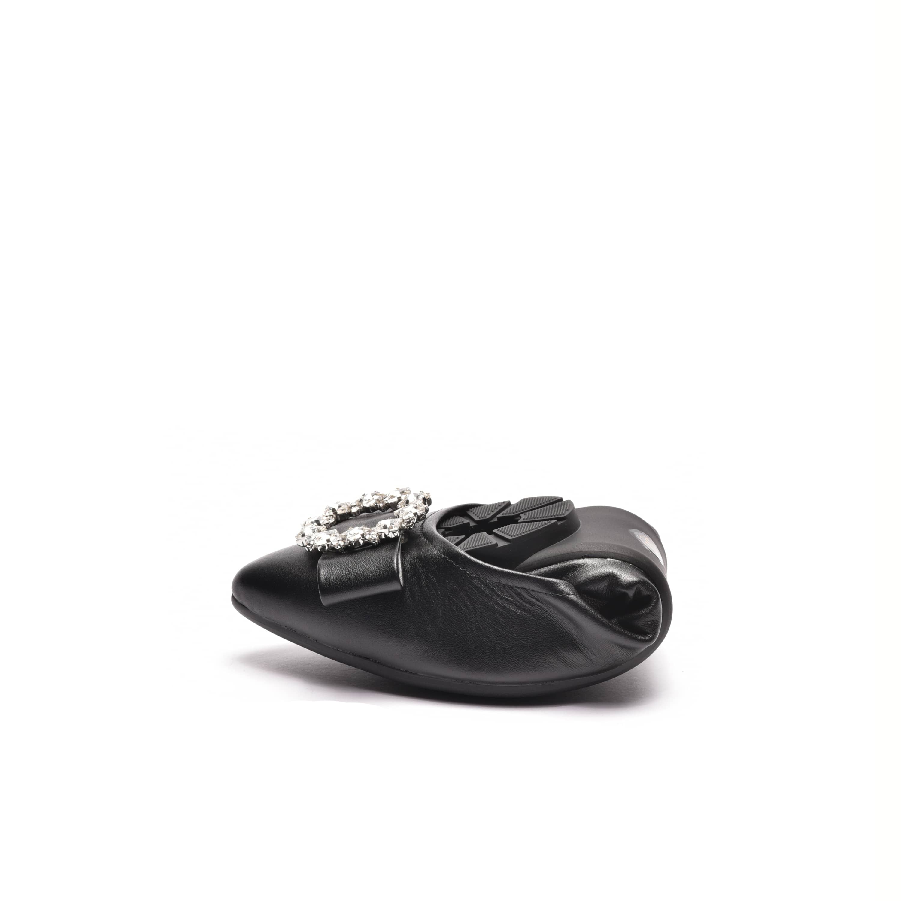 Balerini dama negre cu accesorii, din piele naturala moale Mia