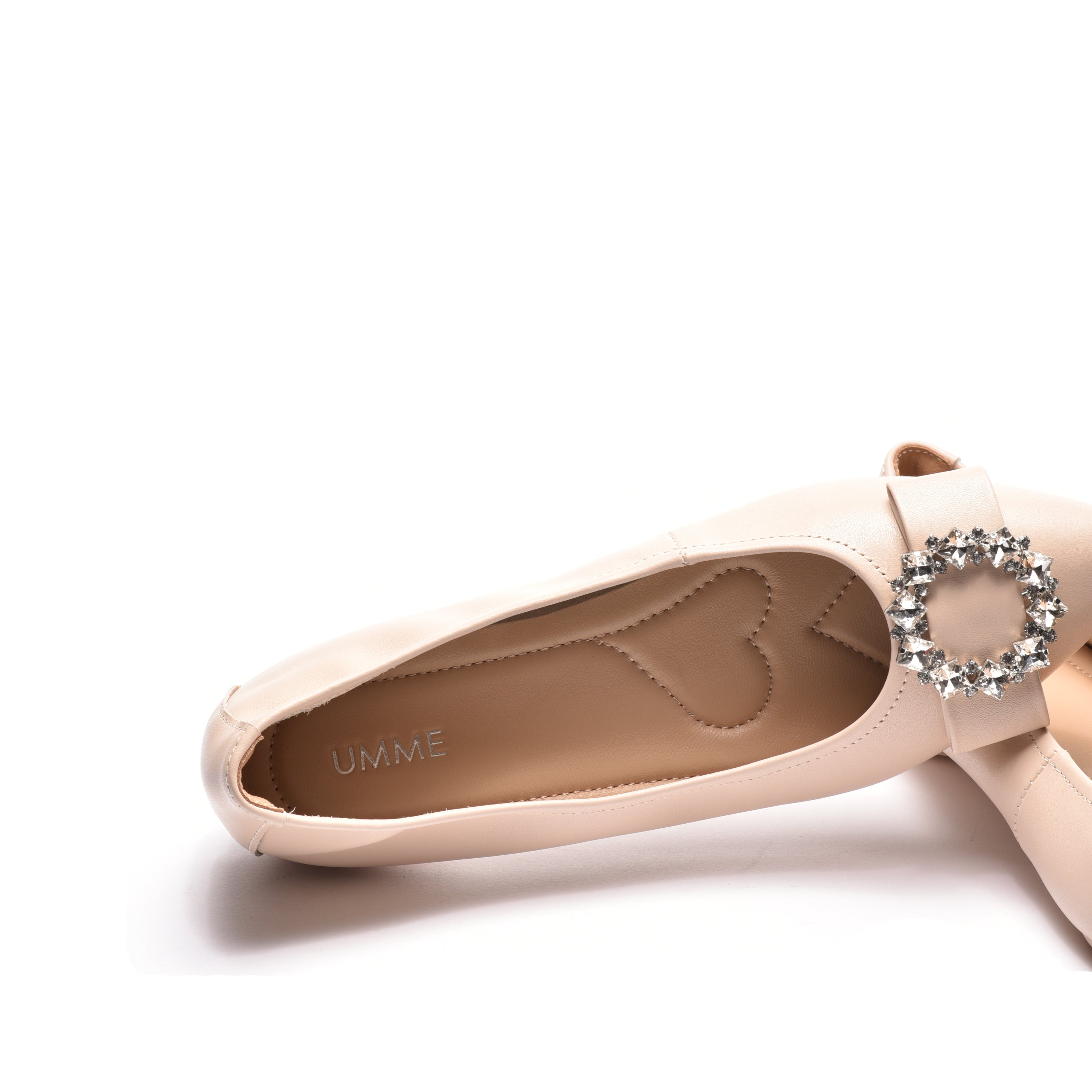 Balerini dama nude cu accesorii, din piele naturala moale Mia