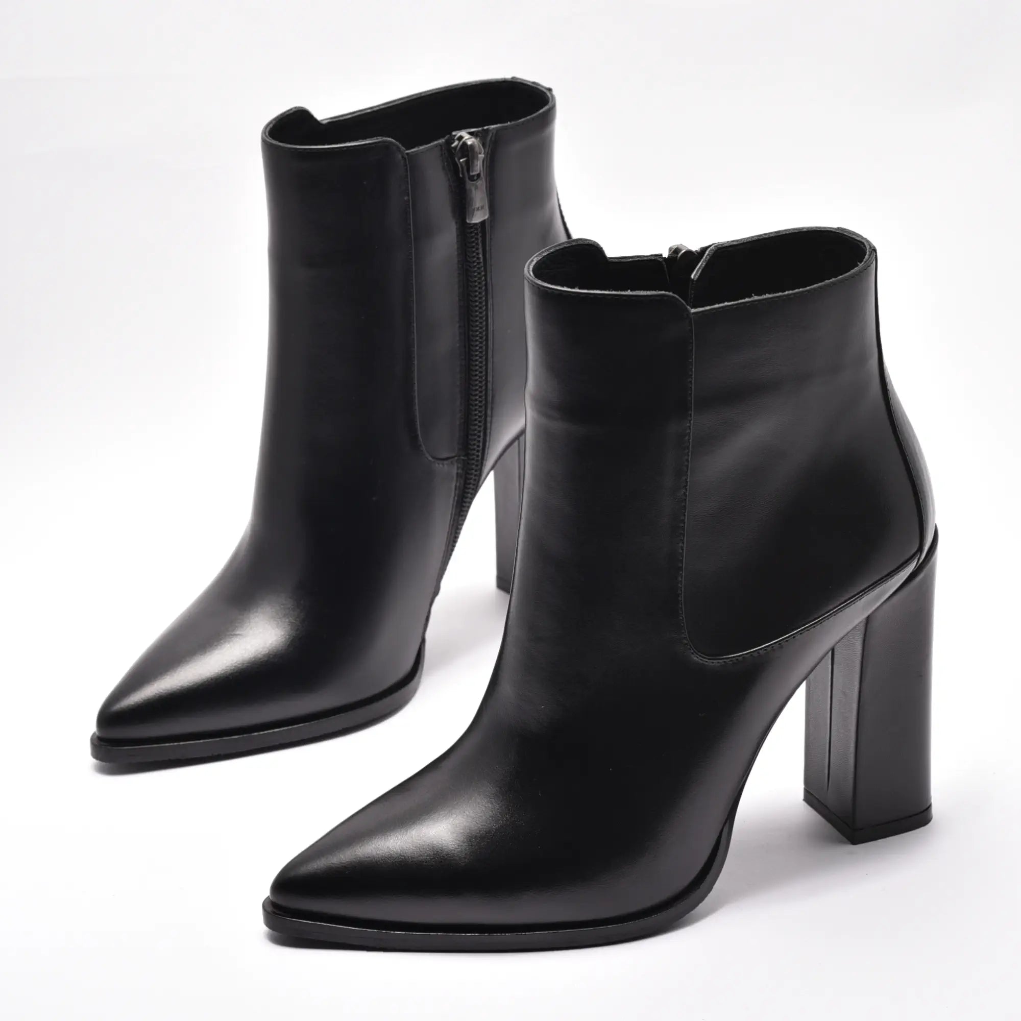 Botine scurte dama din piele naturala toc patrat