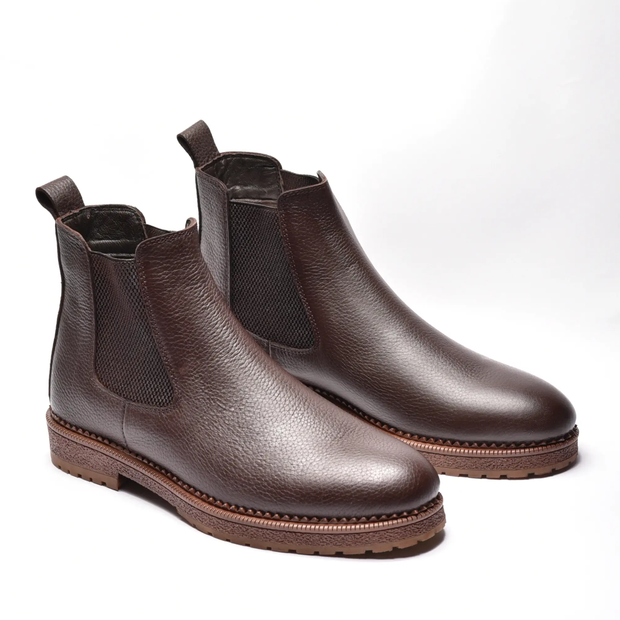 Ghete chelsea de barbati din piele naturala maro