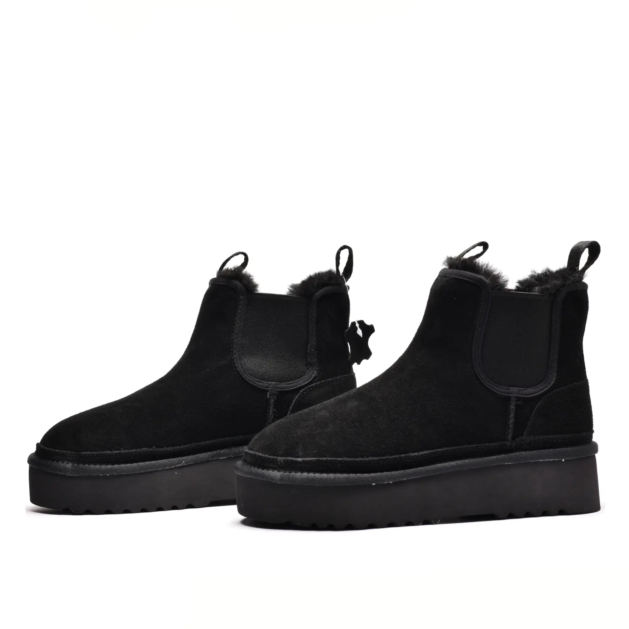 Ghete dama cu elastic si talpa groasa din piele naturala negru 2887