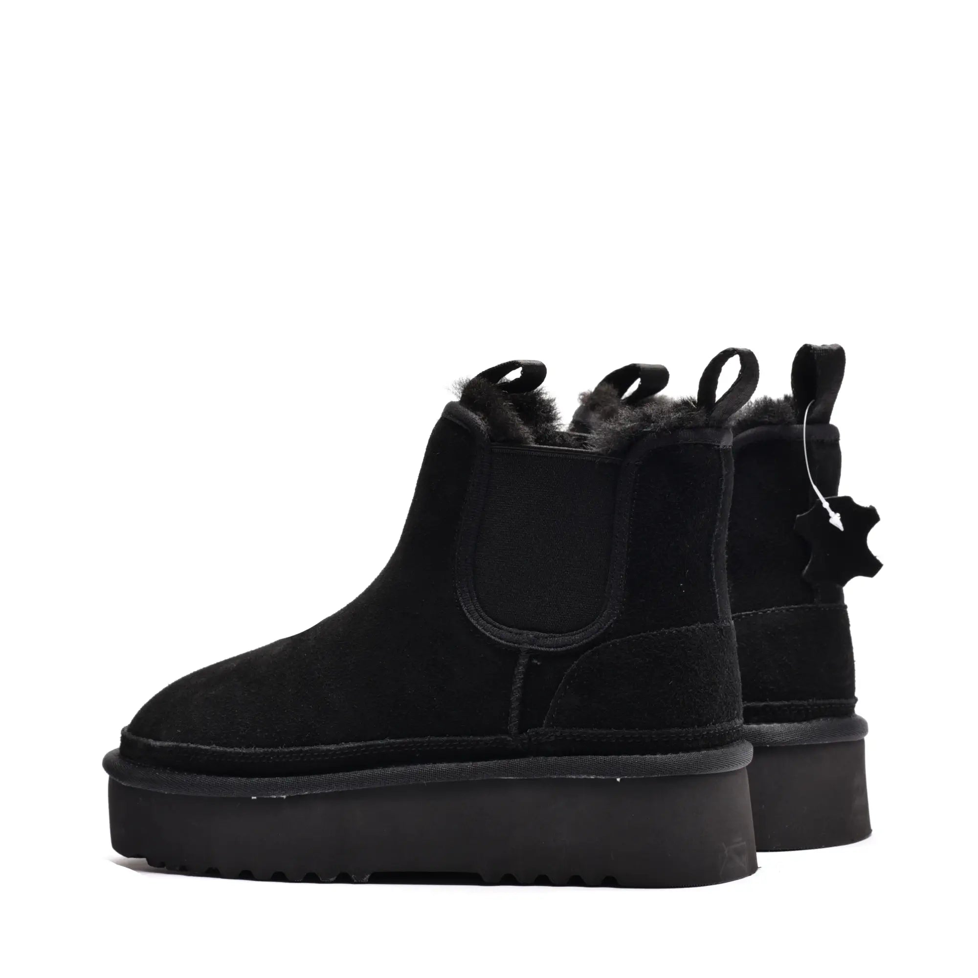 Ghete dama cu elastic si talpa groasa din piele naturala negru 2887