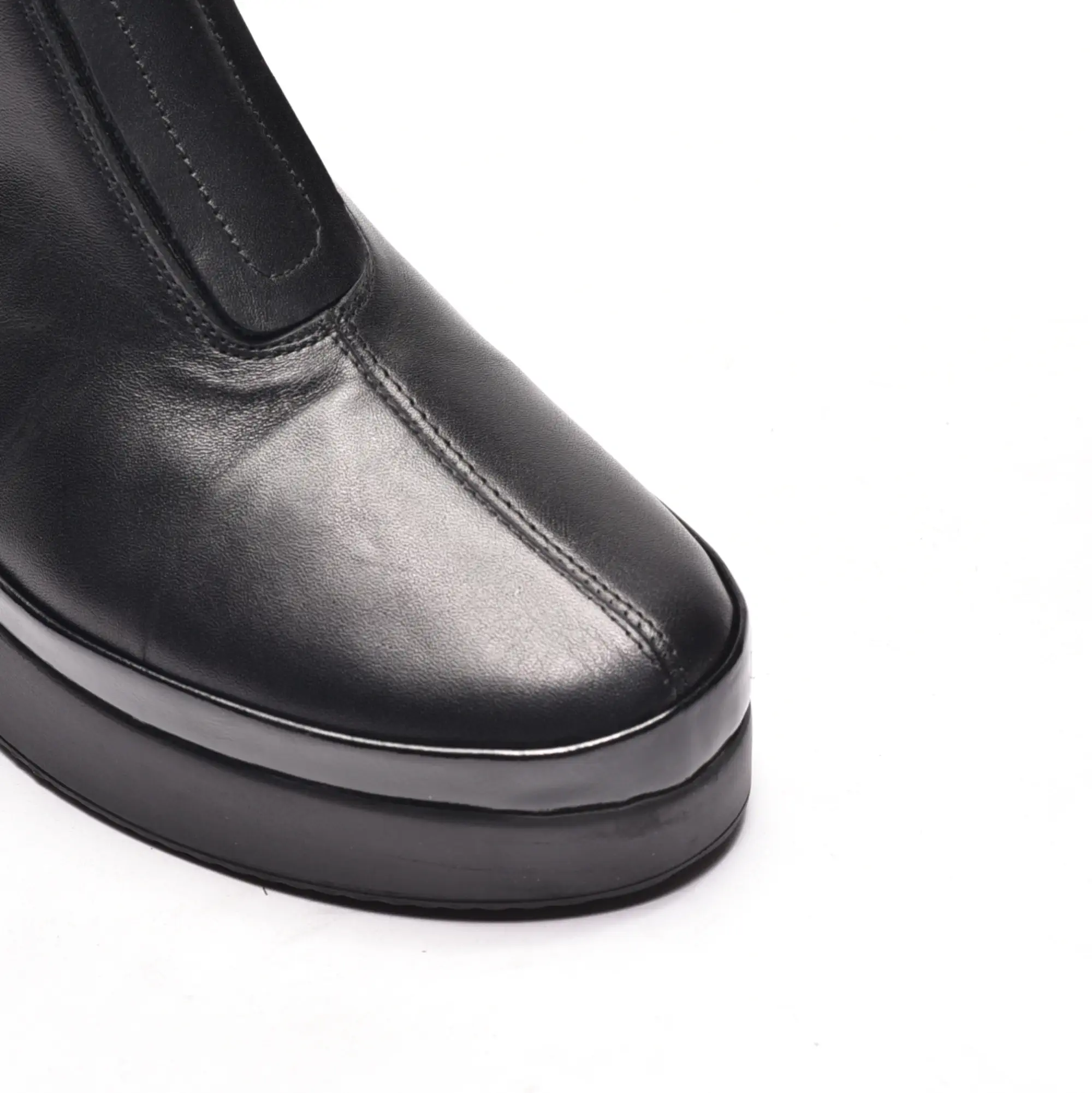 Ghete dama cu talpa ortopedica si elastic, din piele naturala neagra