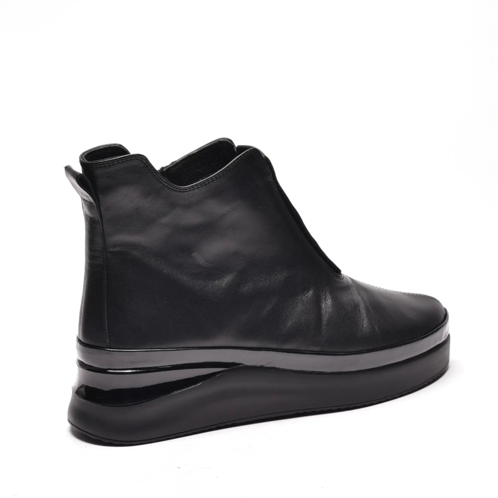 Ghete dama cu talpa ortopedica si elastic, din piele naturala neagra