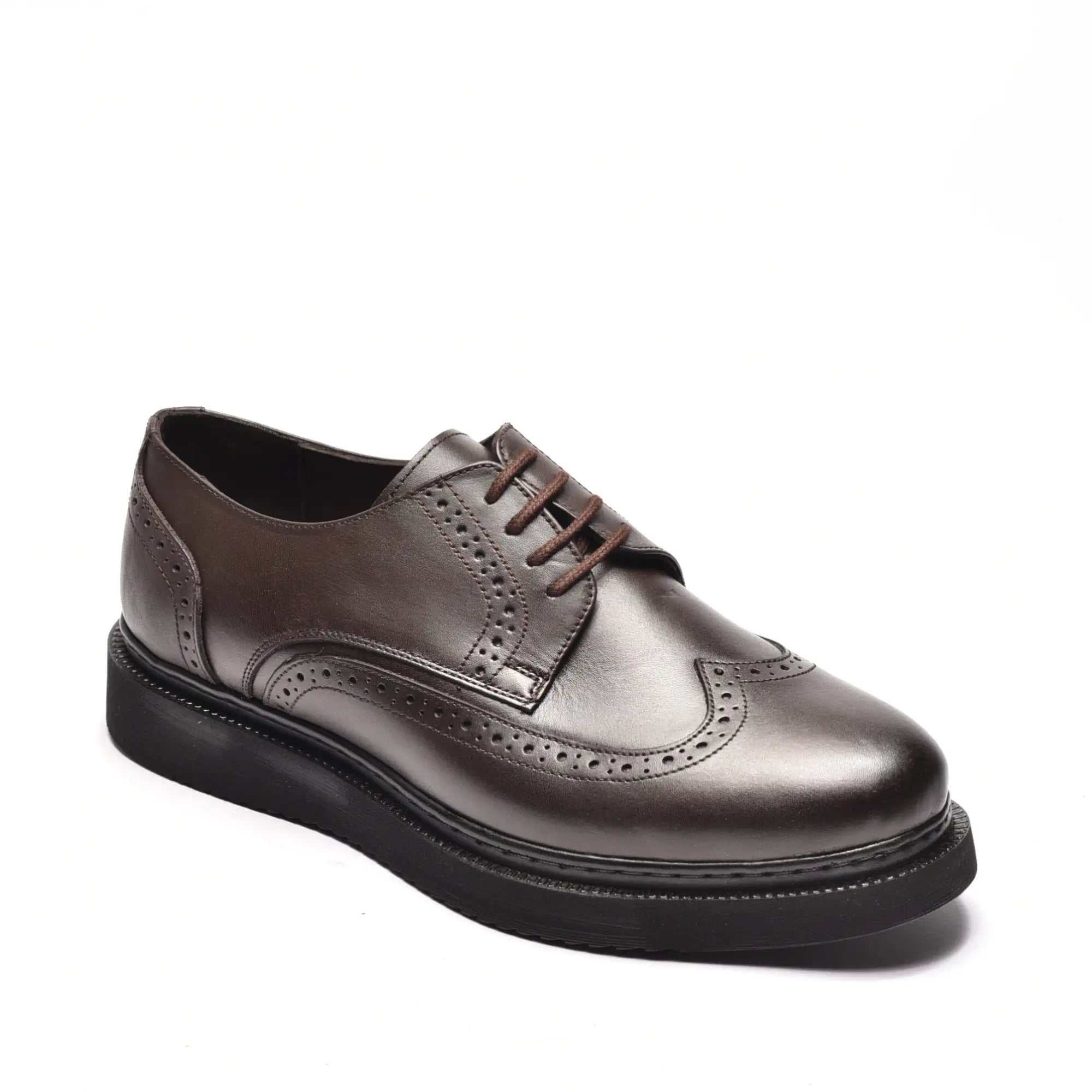 Pantofi casual barbati, oxford maro de birou, din piele naturala maro