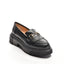 Pantofi casual loafers negrii horsebit cu franjuri din piele naturala Veda