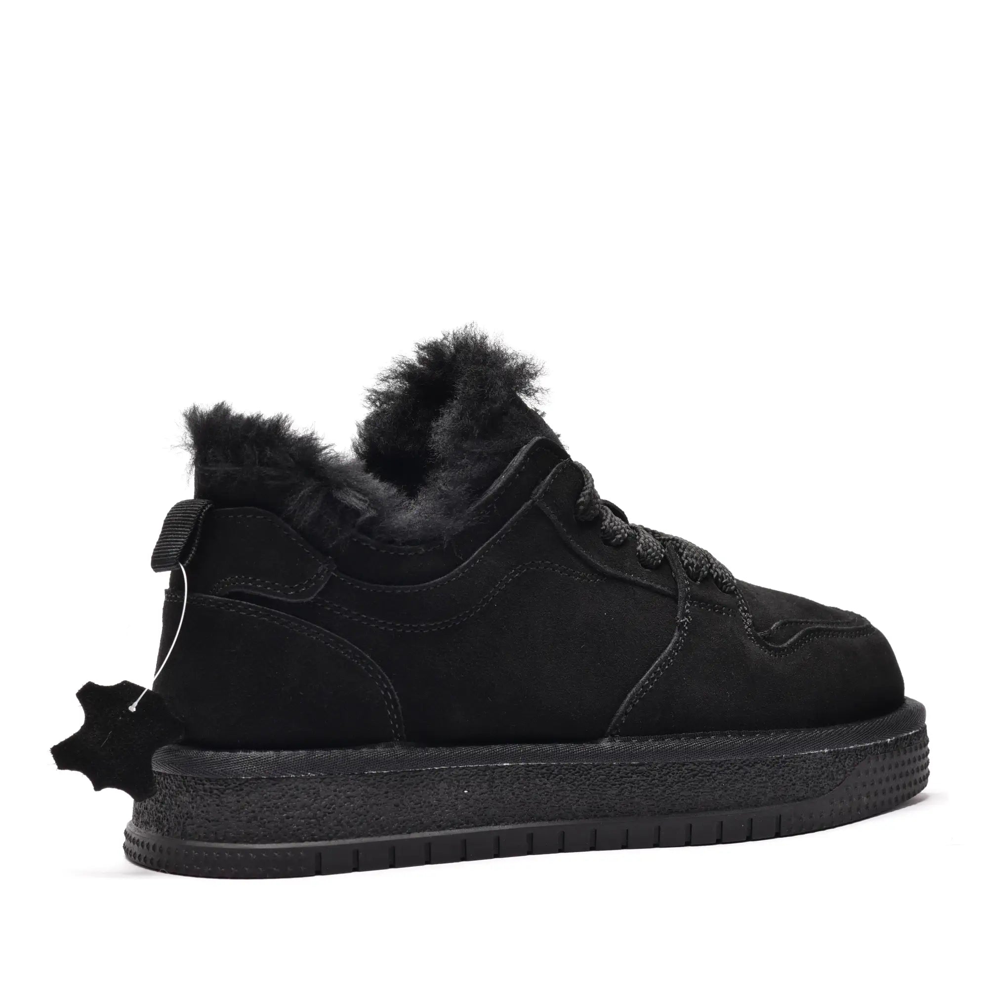 Sneakers dama cu blana, din piele naturala negru 3007