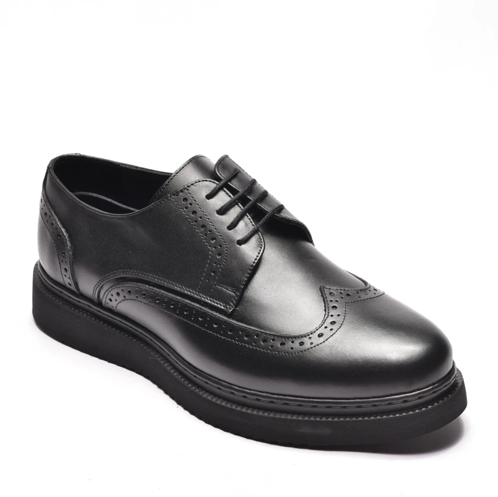 Pantofi casual barbati, oxford negru de birou, din piele naturala neagra