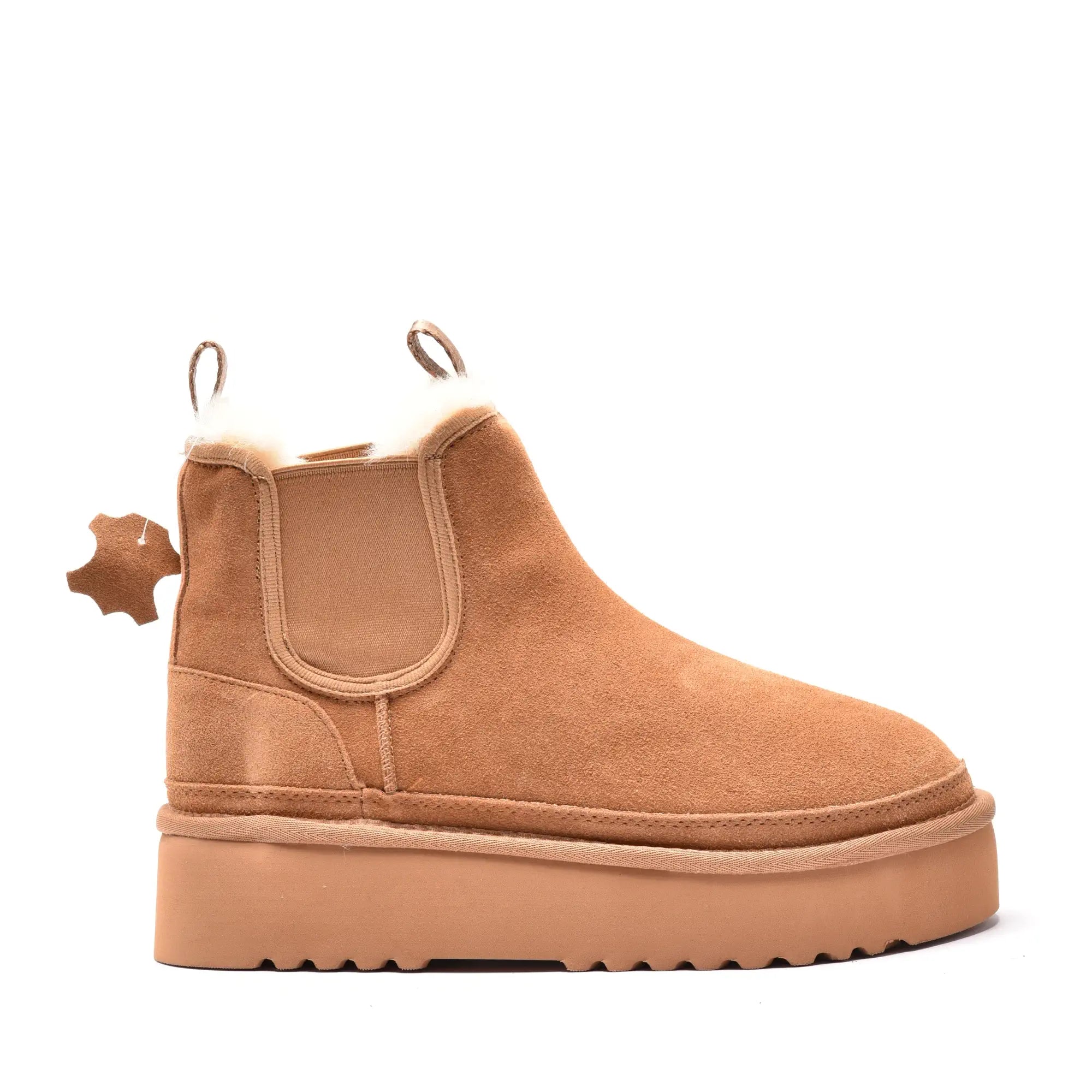 Ghete dama cu elastic si talpa groasa din piele naturala camel 2887