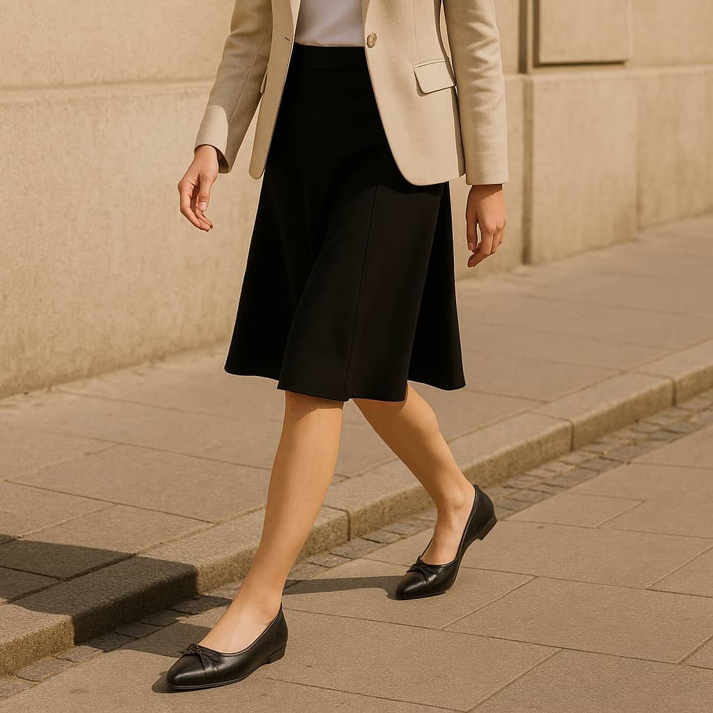 Balerini dama cu funda perforata, din piele naturala neagra Nesa