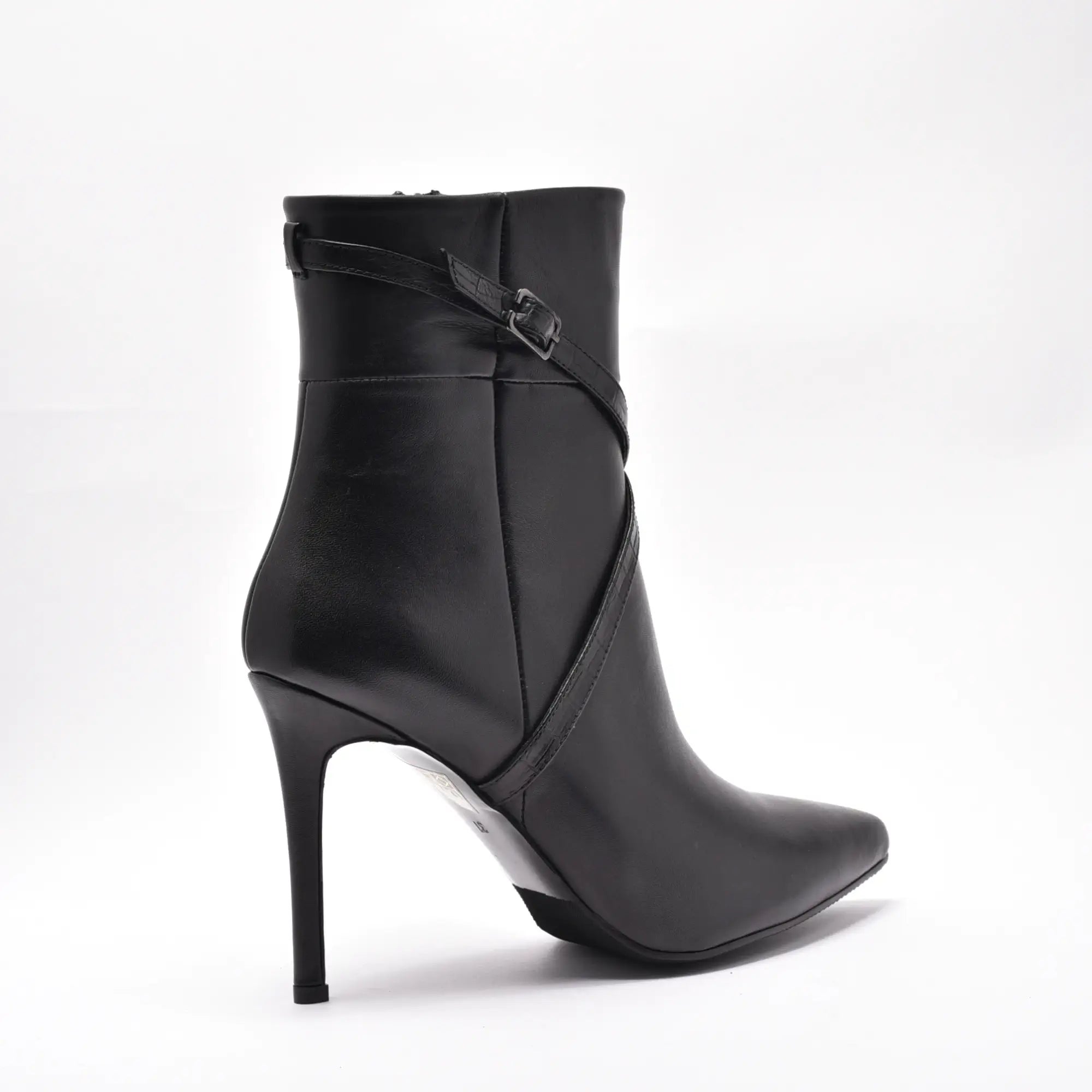 Botine dama din piele naturala toc subtire negre Nesa