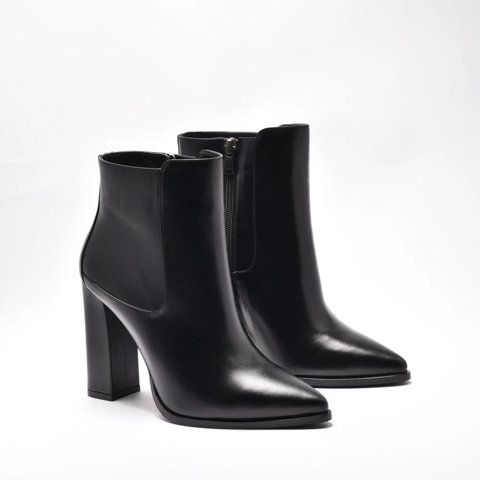 Botine scurte dama din piele naturala toc patrat