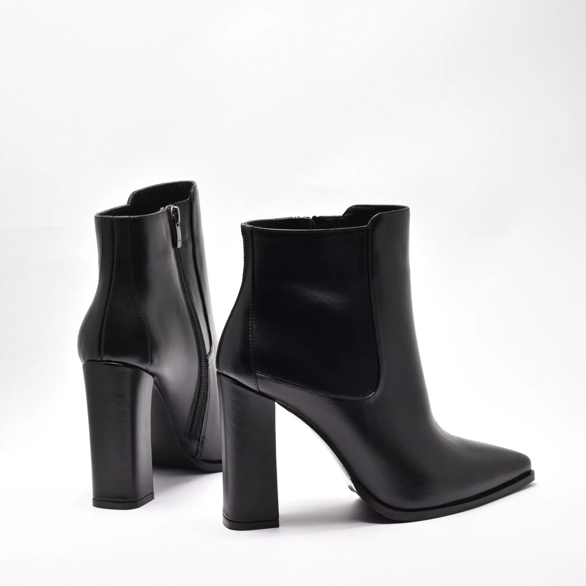 Botine scurte dama din piele naturala toc patrat