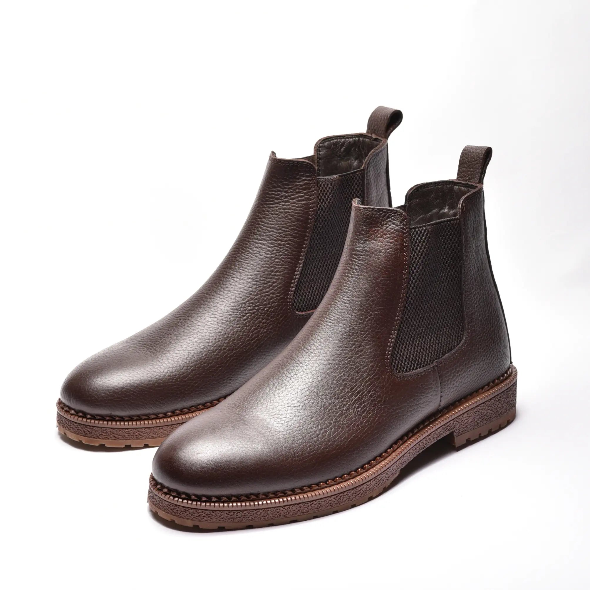 Ghete chelsea de barbati din piele naturala maro