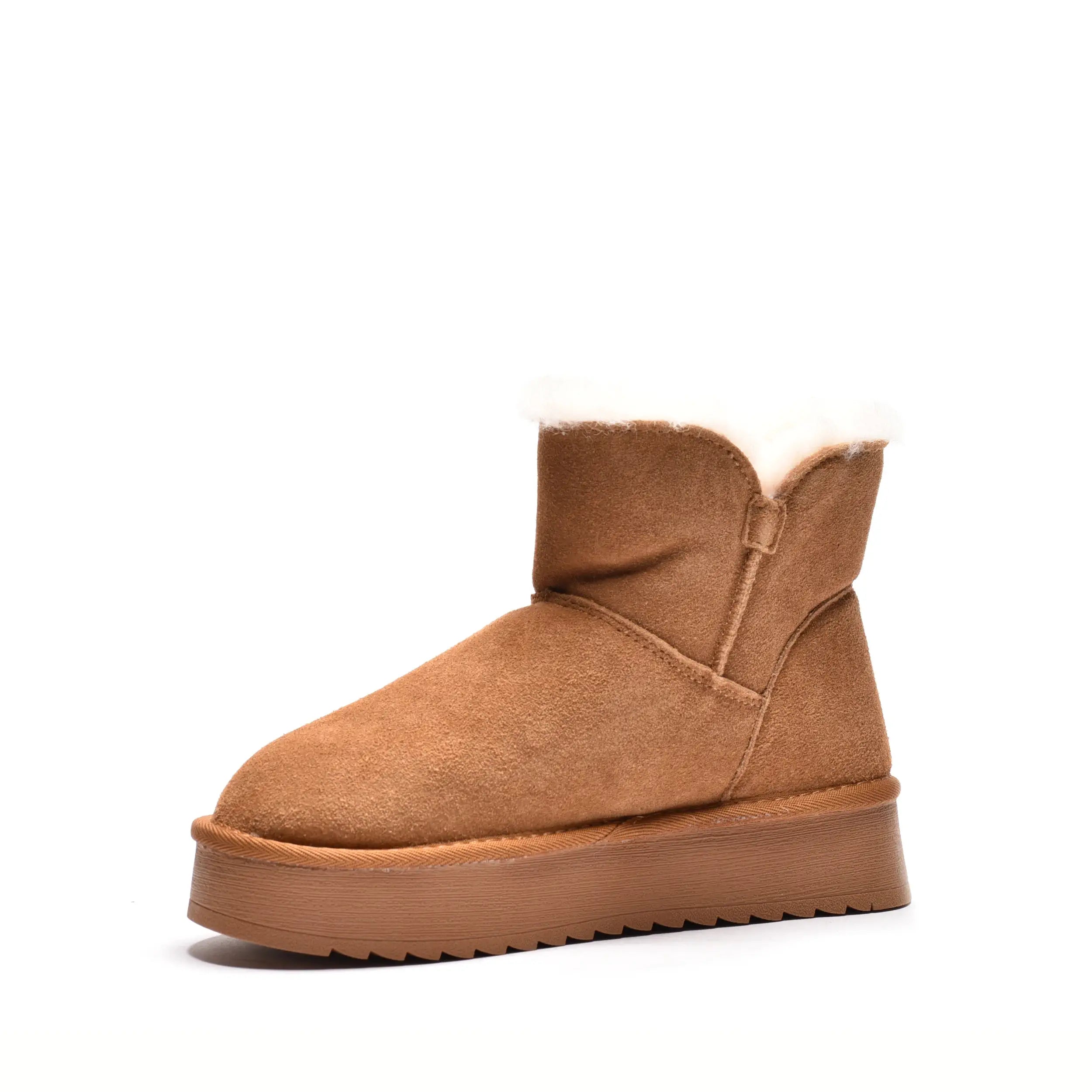 Ghete dama casual imblanite din piele naturala Camel Sofi