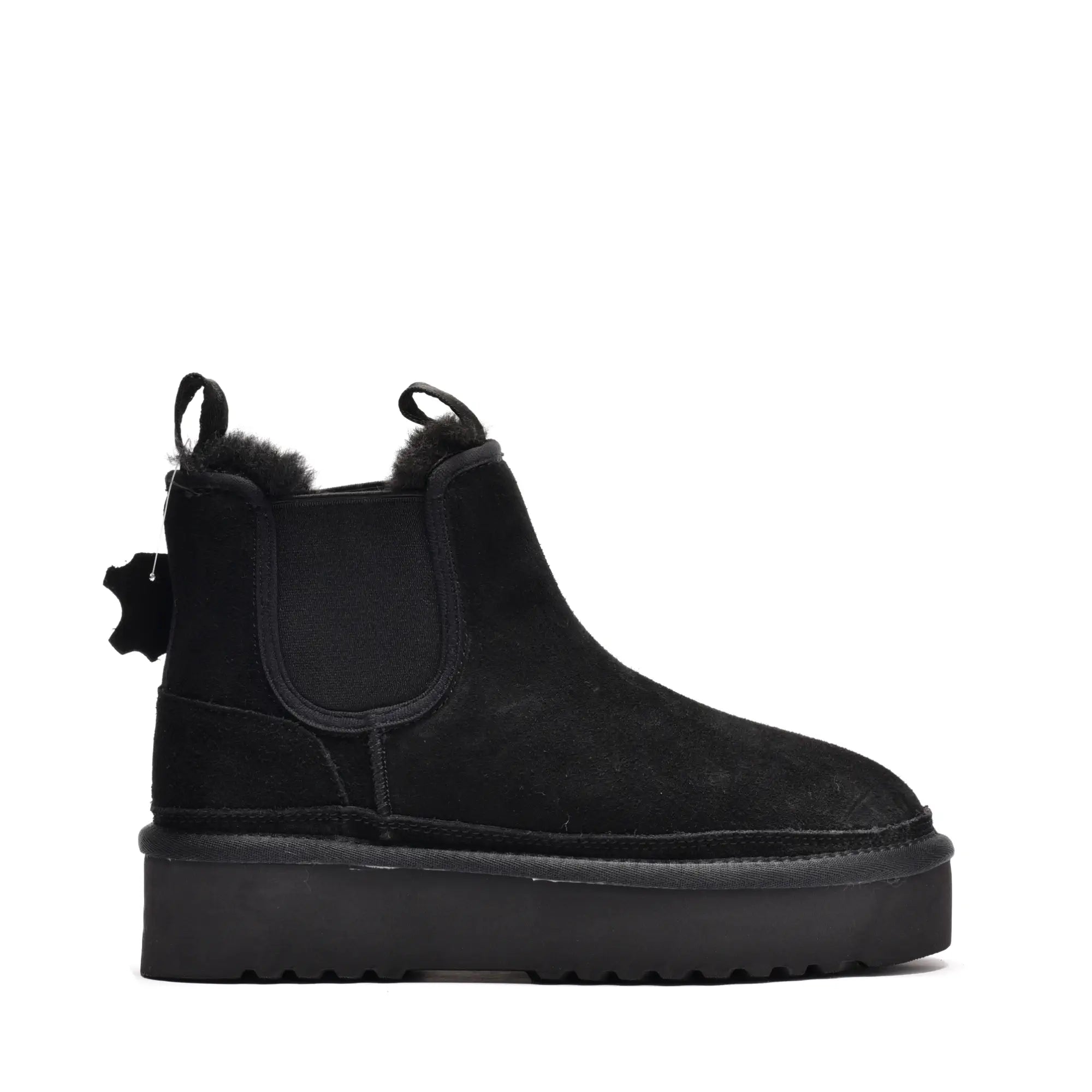 Ghete dama cu elastic si talpa groasa din piele naturala negru 2887