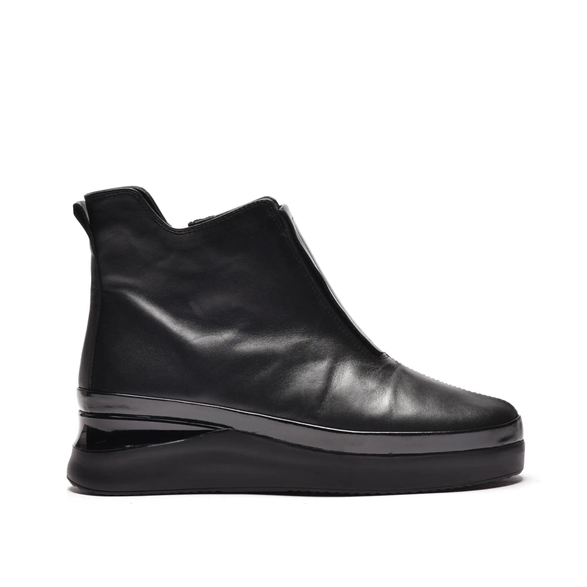 Ghete dama cu talpa ortopedica si elastic, din piele naturala neagra