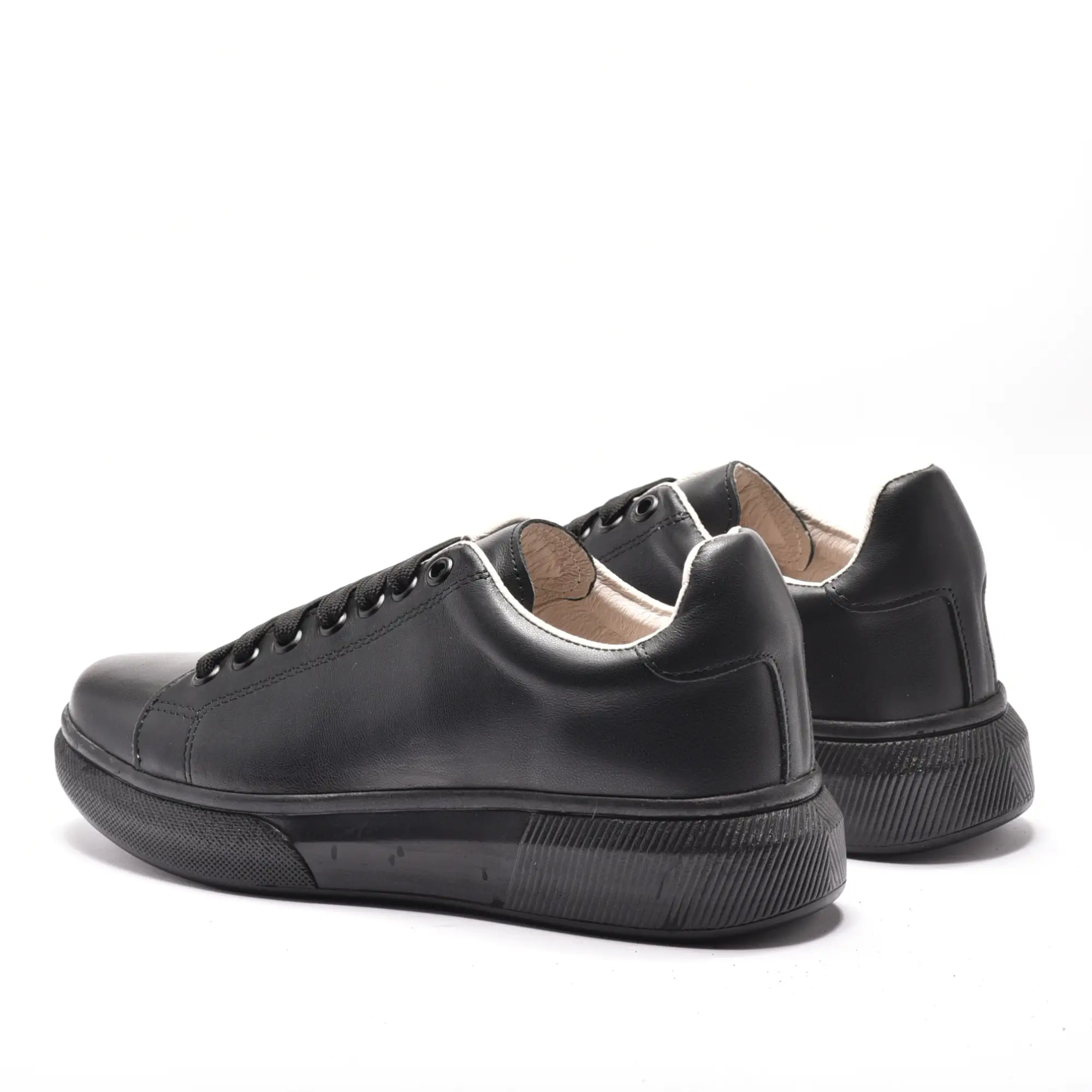 Pantofi casual de dama, sneakers negri din piele naturala, Aylin