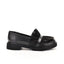 Pantofi casual Umme, loafers cu floare, din piele neagra, Sophie