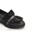 Pantofi casual Umme, loafers cu floare, din piele neagra, Sophie