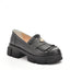 Pantofi dama casual Umme L3, loafers cu franjuri, din piele bizonata neagra