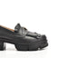 Pantofi dama casual Umme L3, loafers cu franjuri, din piele bizonata neagra