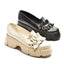 Pantofi dama negri, loafers cu catarama, din piele naturala, Ires