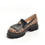 Pantofi dama Umme, loafers cu franjuri si albina, din piele animal print