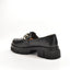 Pantofi dama Umme, loafers cu franjuri si lant, din piele box negru