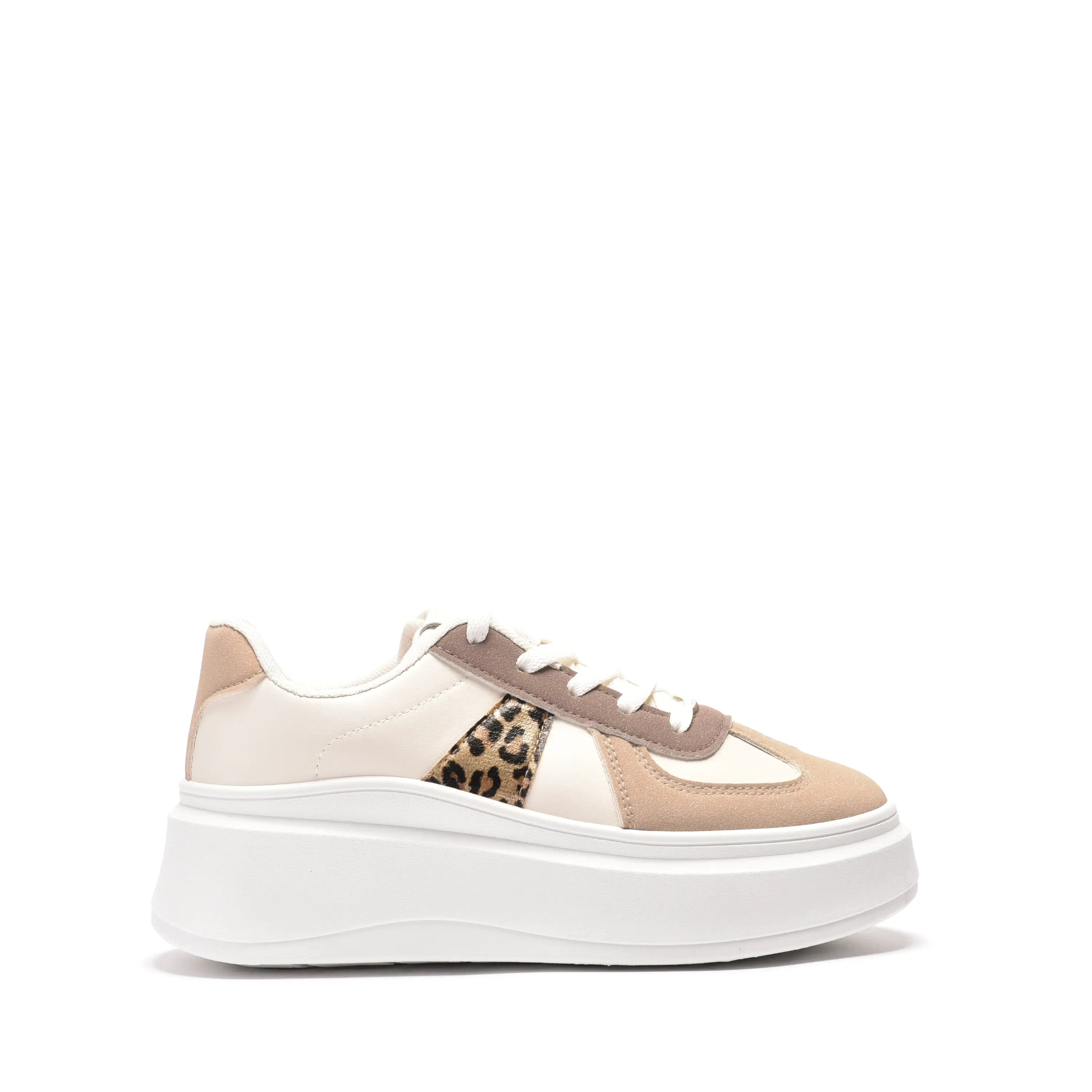 Sneakers dama animal print cu talpa alba