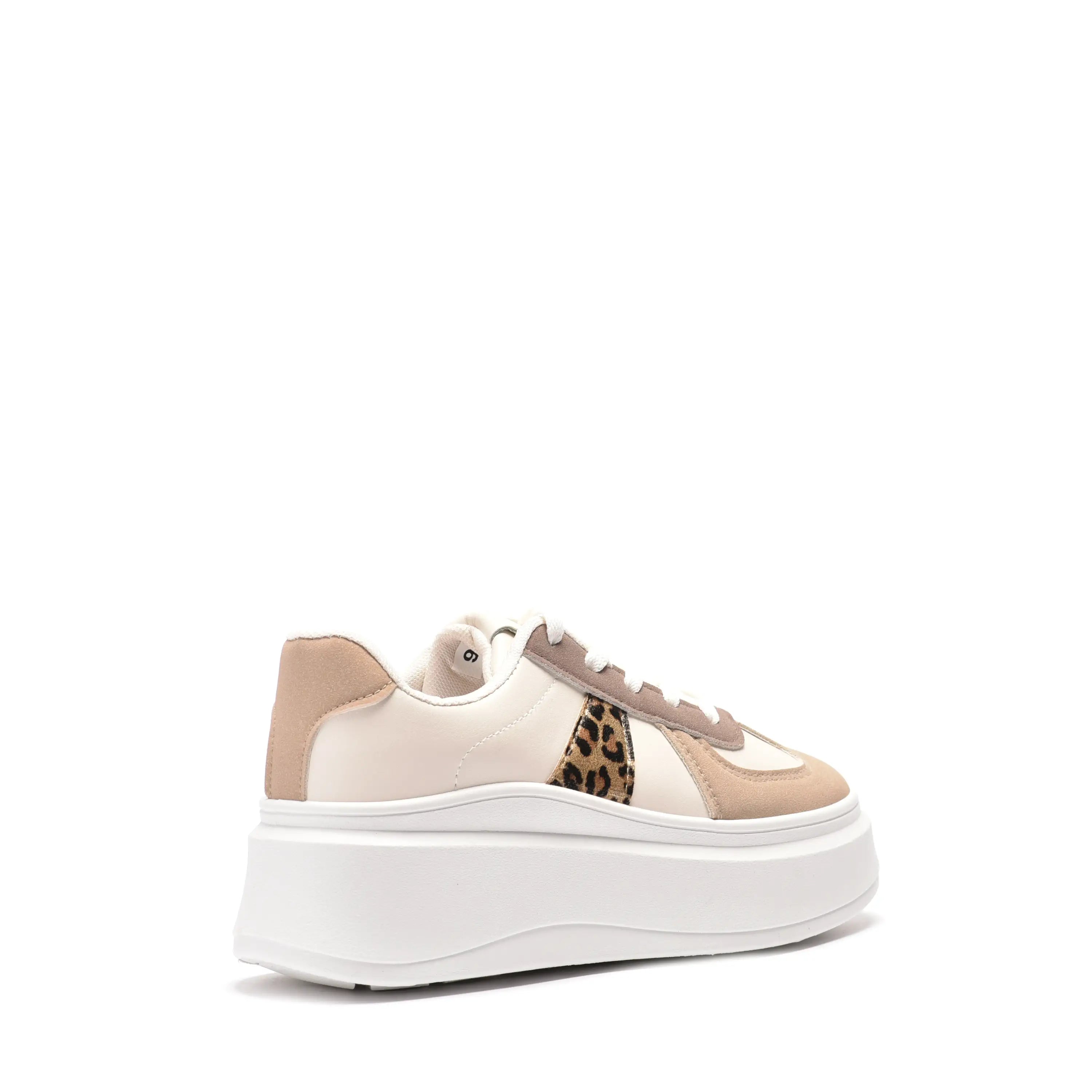 Sneakers dama animal print cu talpa alba