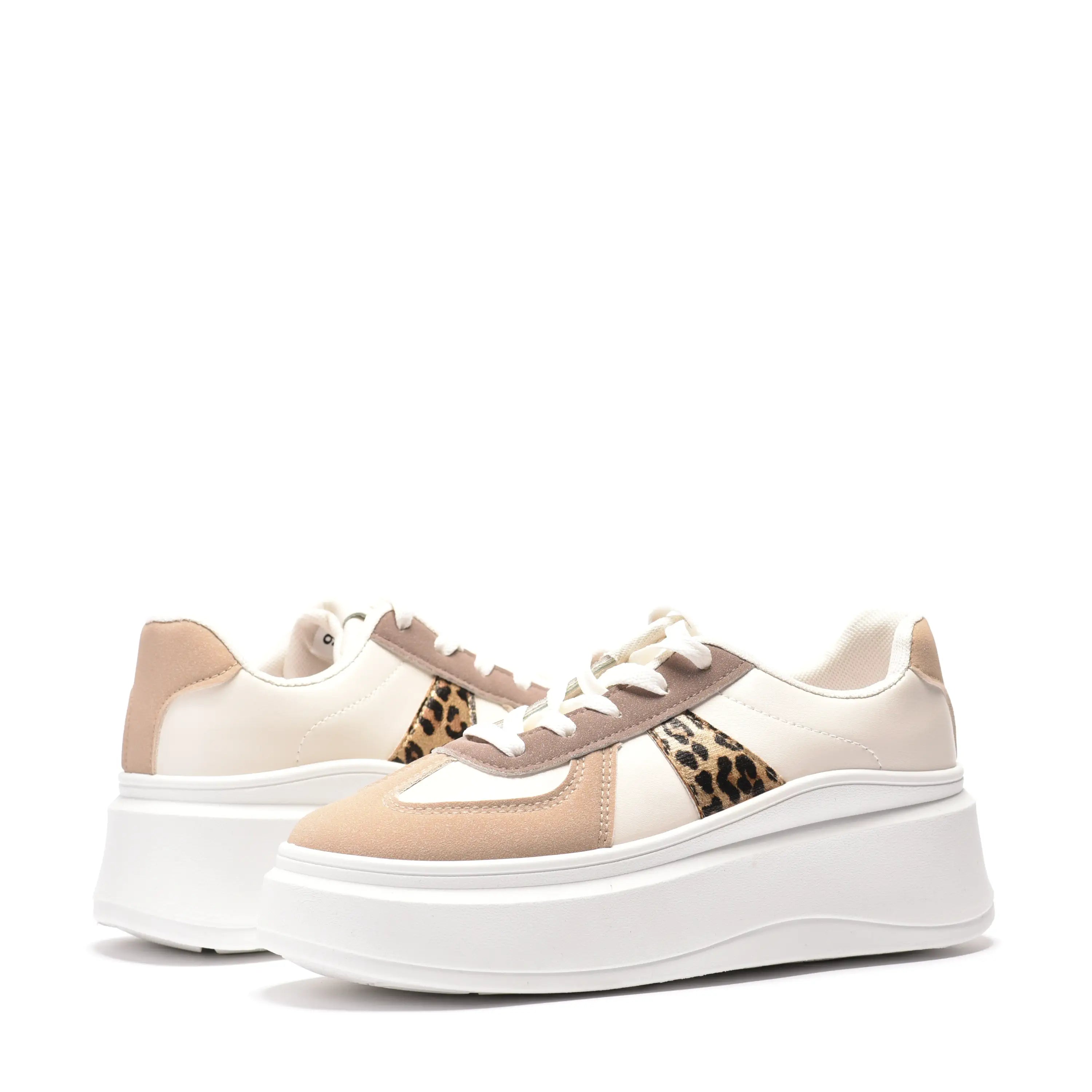 Sneakers dama animal print cu talpa alba