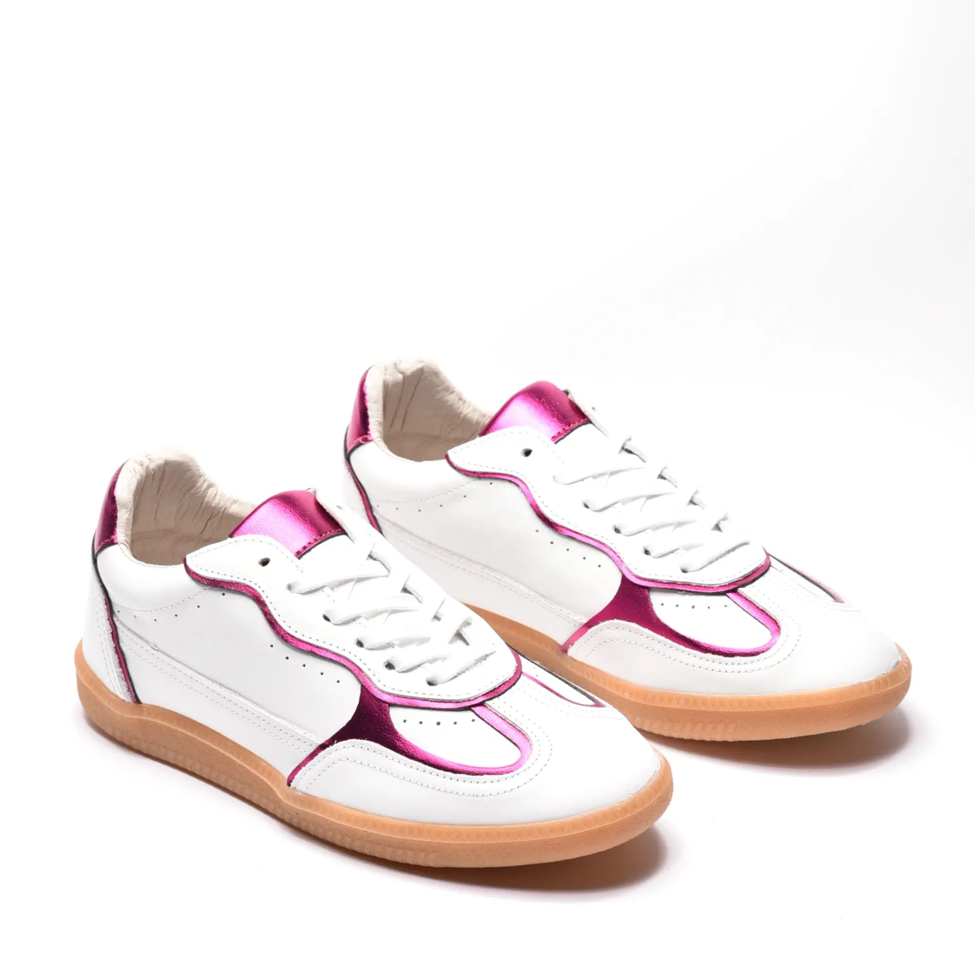 Sneakers dama cu talpa subtire din piele naturala alba mov ZF5