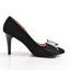 Pantofi eleganti negri suede cu funda si toc, toc de 8.5cm, din piele naturala - umme.ro