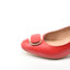 Pantofi rosii cu toc, toc gros patrat, cu buton, din piele naturala - umme.ro